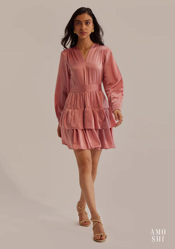 Relaxed fit Satin Ladies Mini dress